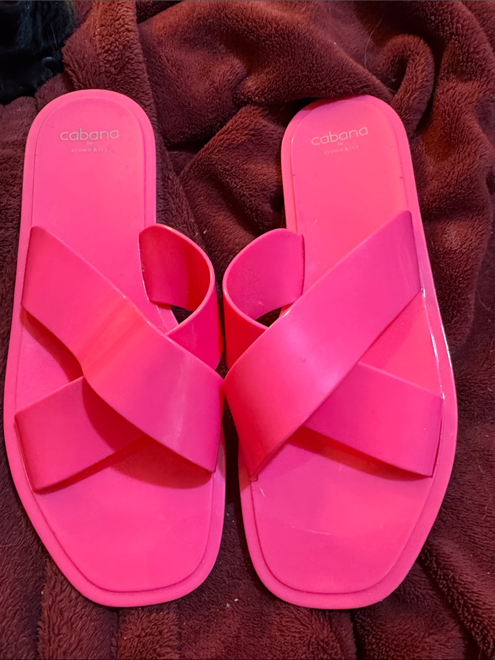 Cabana Bright Pink Cross-Strap Slide Sandals for Women